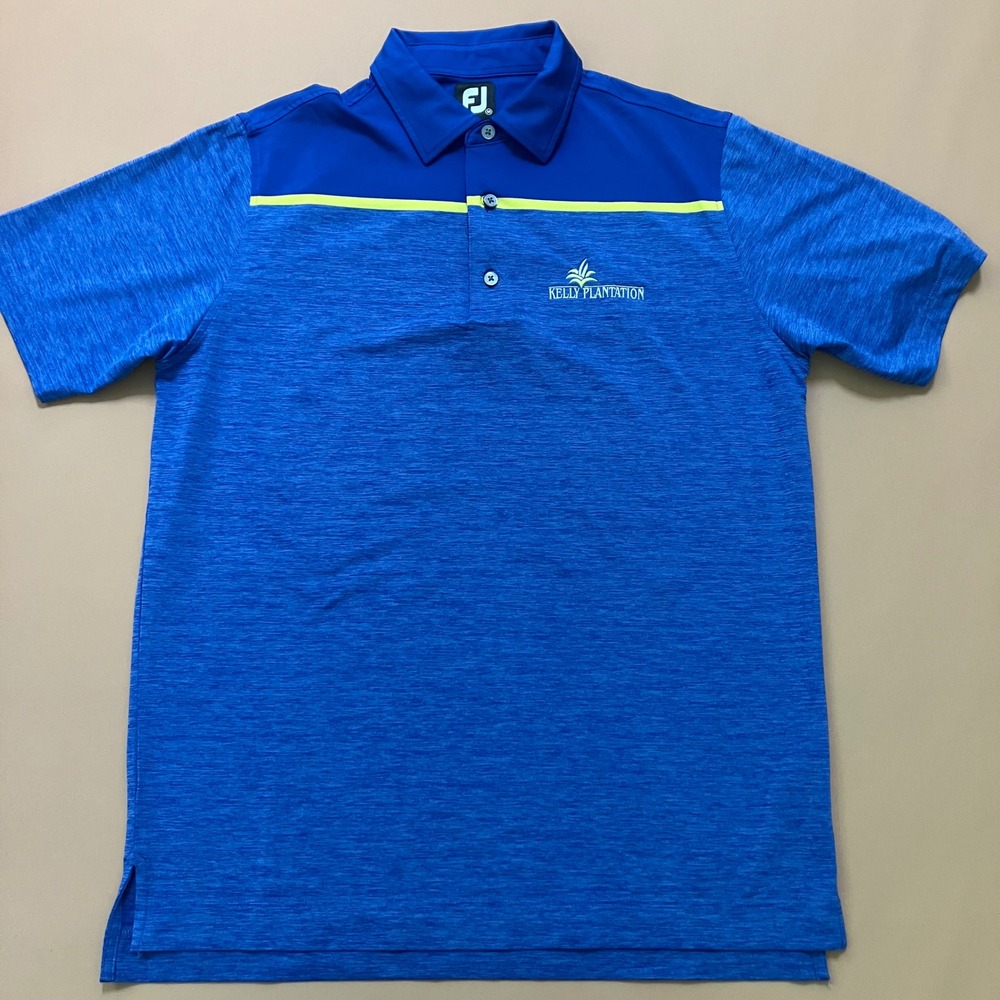 FootJoy‎ Golf Polo Shirt Kelly Plantation Blue Yellow Size M Athletic Sports